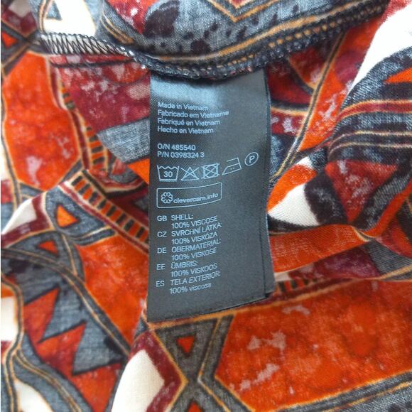 H&M Tribal Tiki Hawaiian Print Open Shirt Blouse Top Size XS - Picture 3 of 6